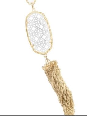 Kendra Scott Rayne Gold Silver Two Tone Filigree Tassel Long Necklace